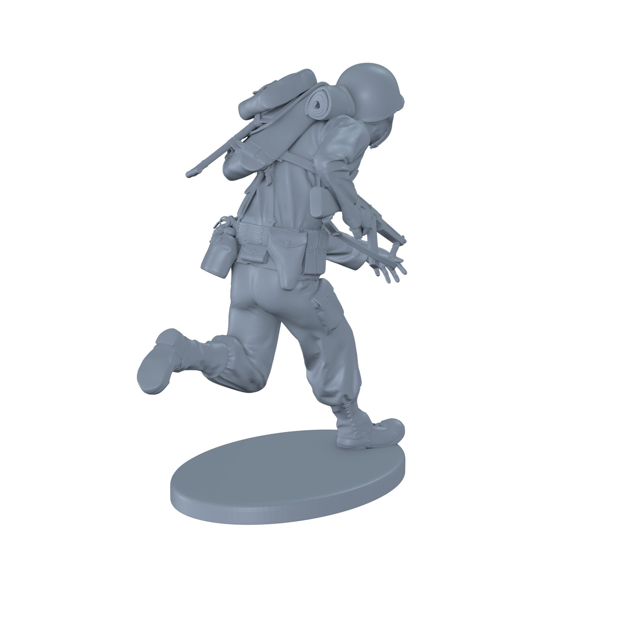 US Infantry Running with Thompson WW2 Era