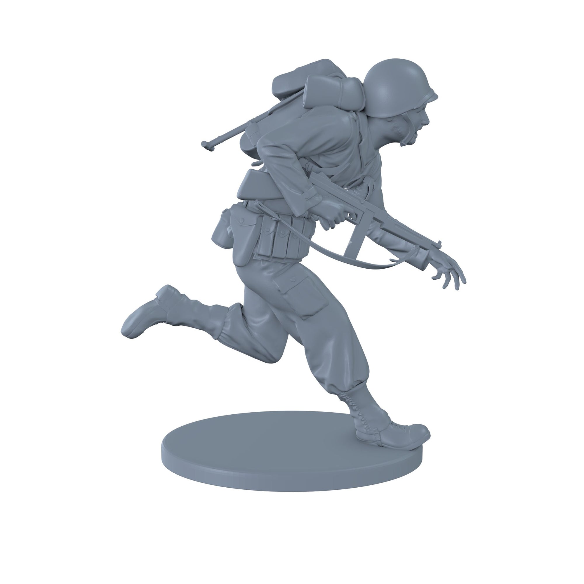 US Infantry Running with Thompson WW2 Era