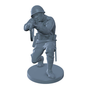 Russian Soldier Shooting While Crouching.