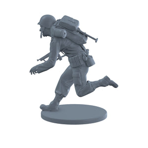 US Infantry Running with Thompson WW2 Era