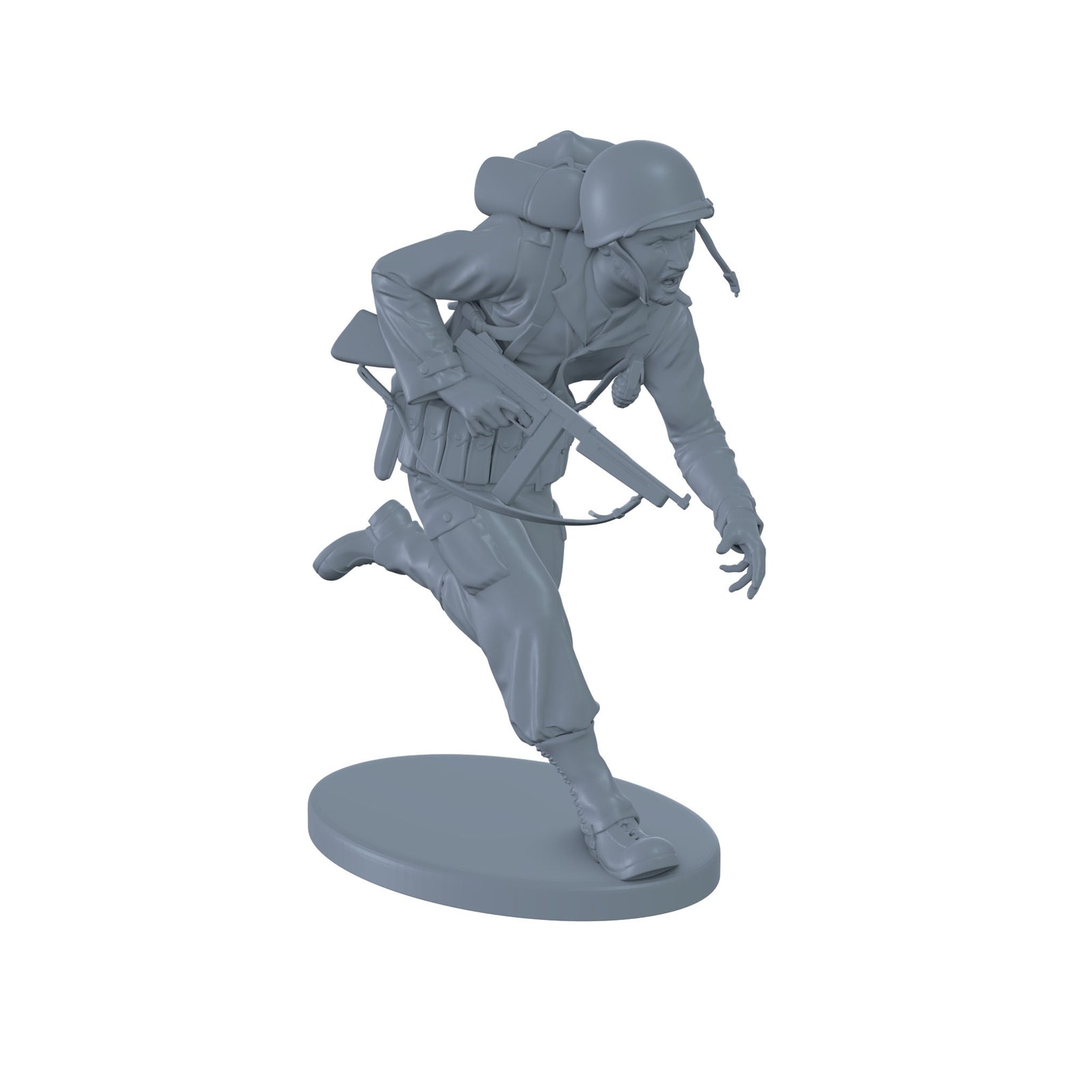 US Infantry Running with Thompson WW2 Era