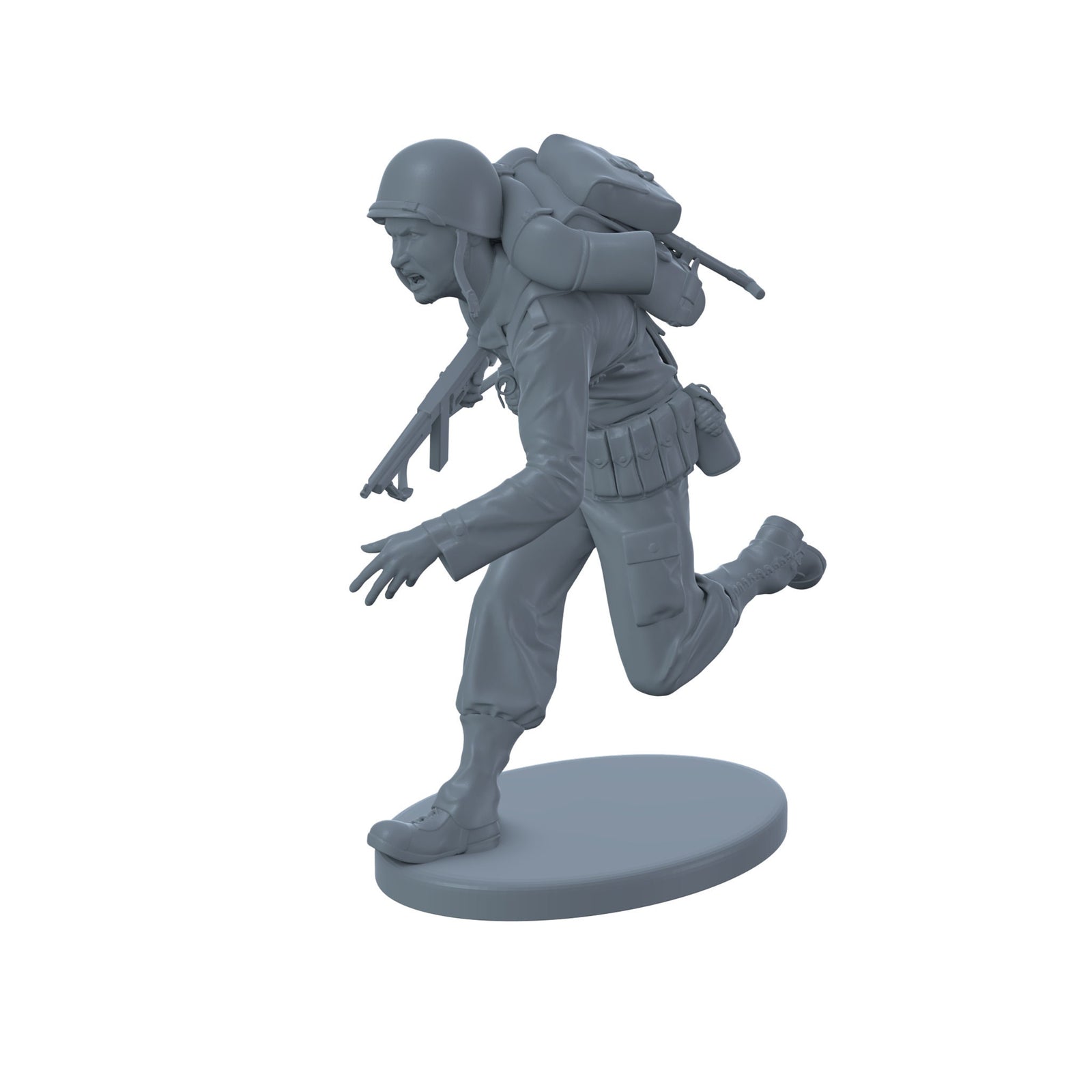 US Infantry Running with Thompson WW2 Era