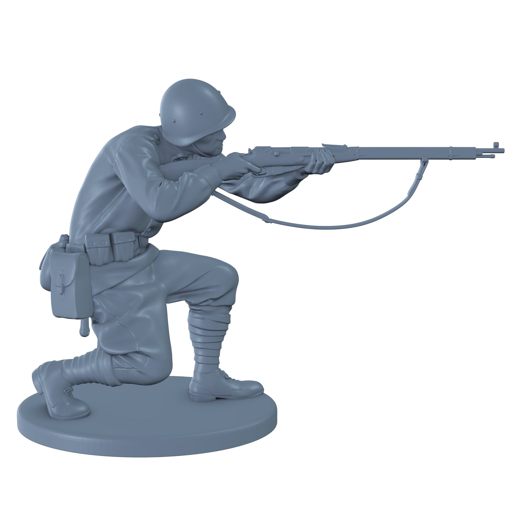 Russian Soldier Shooting While Crouching.