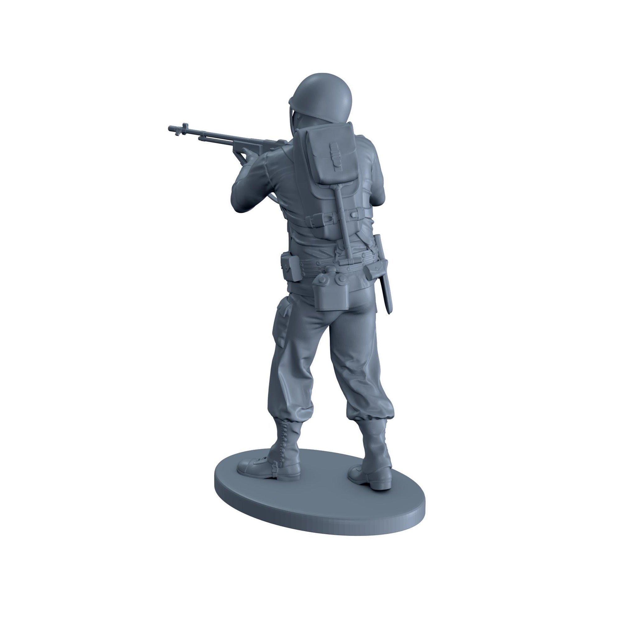 American Soldier Standing Shooting Rifle