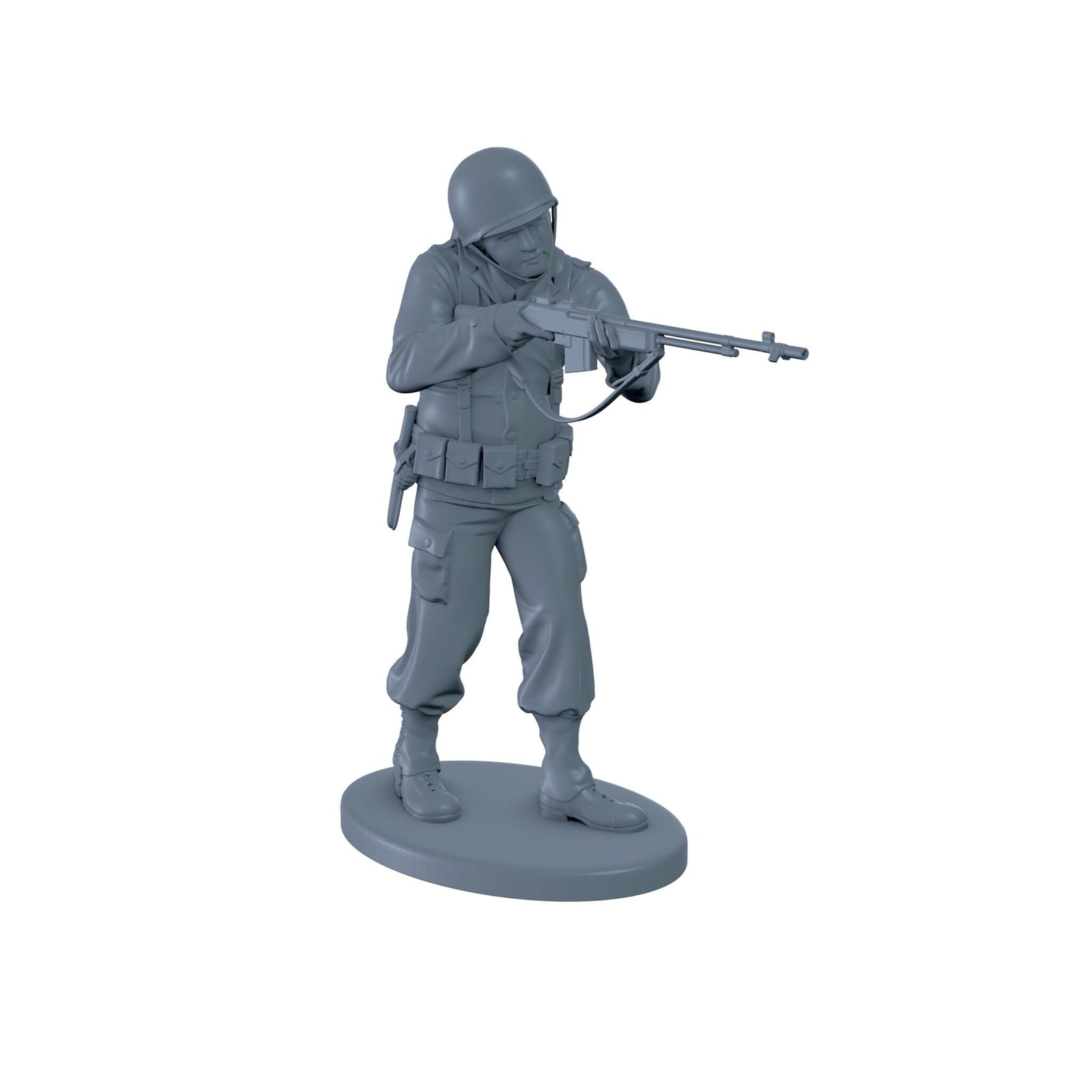 American Soldier Standing Shooting Rifle