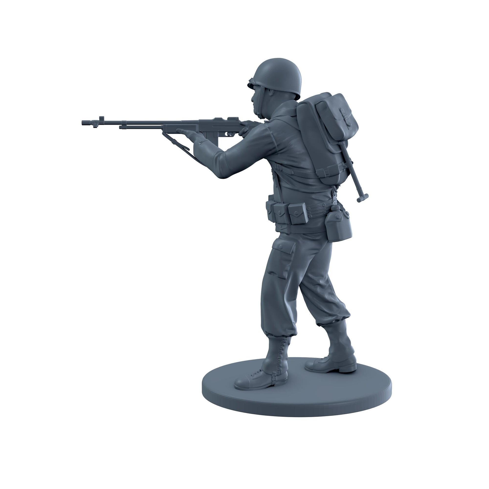 American Soldier Standing Shooting Rifle