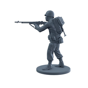 American Soldier Standing Shooting Rifle