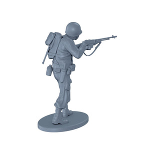 American Soldier Standing Shooting Rifle