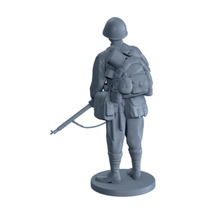 Russian Soldier Standing with Rifle Down