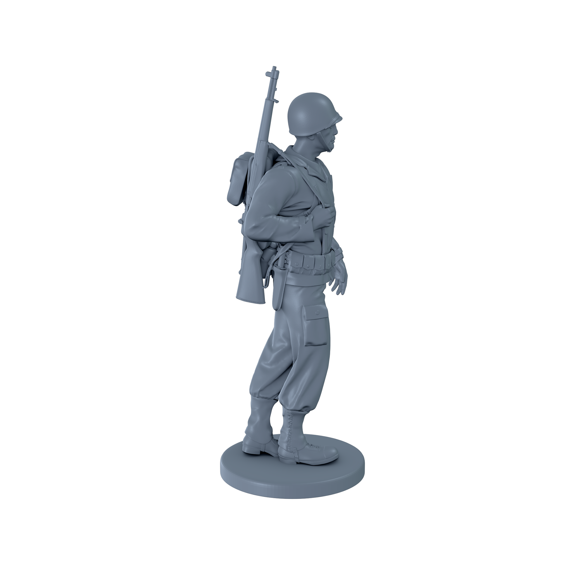 American Soldier Walking with Gun on Back