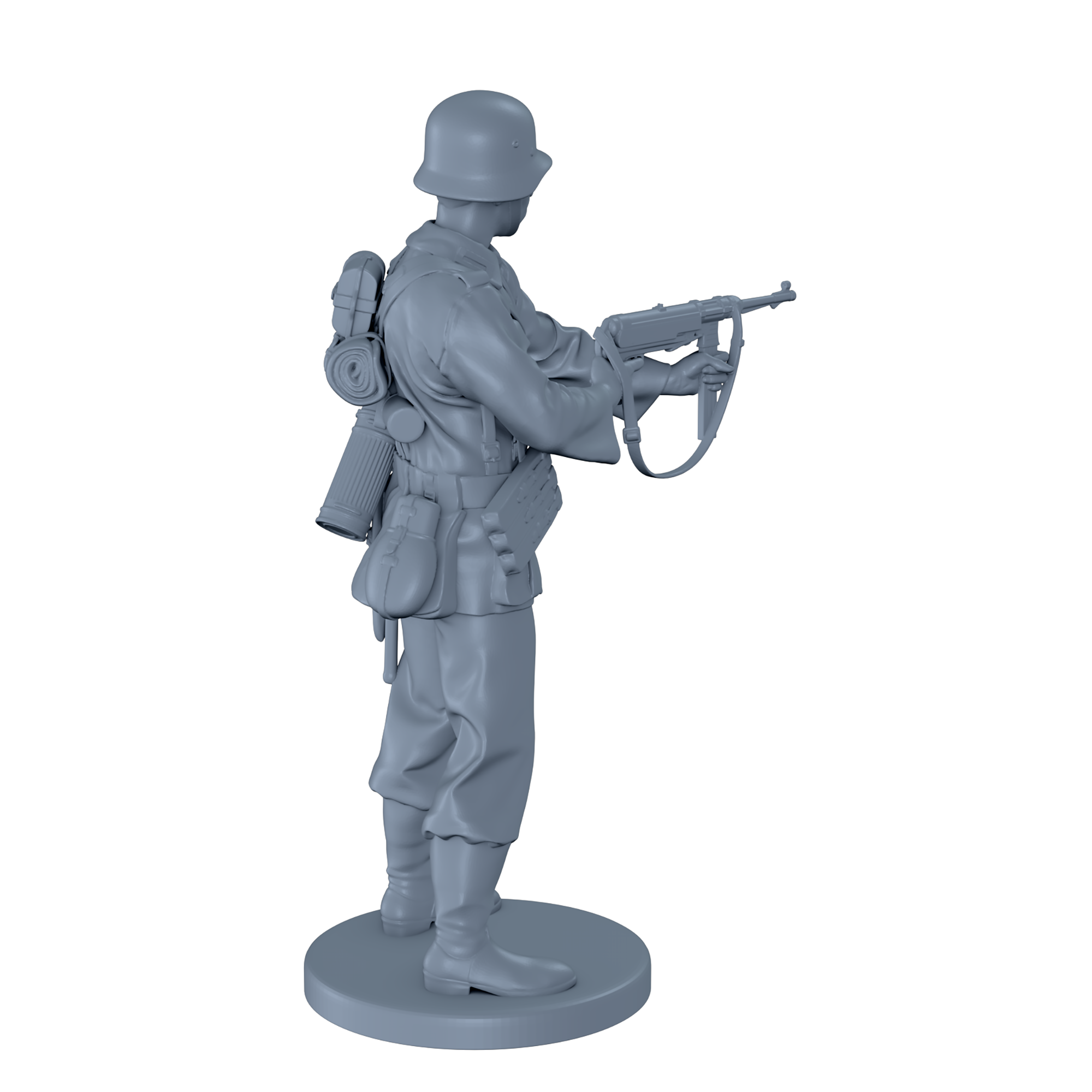 German Soldier Firing MP40 From Hip