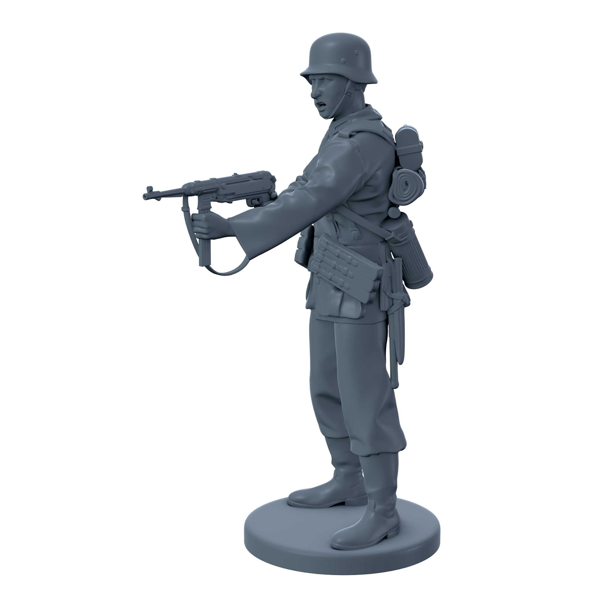 German Soldier Firing MP40 From Hip