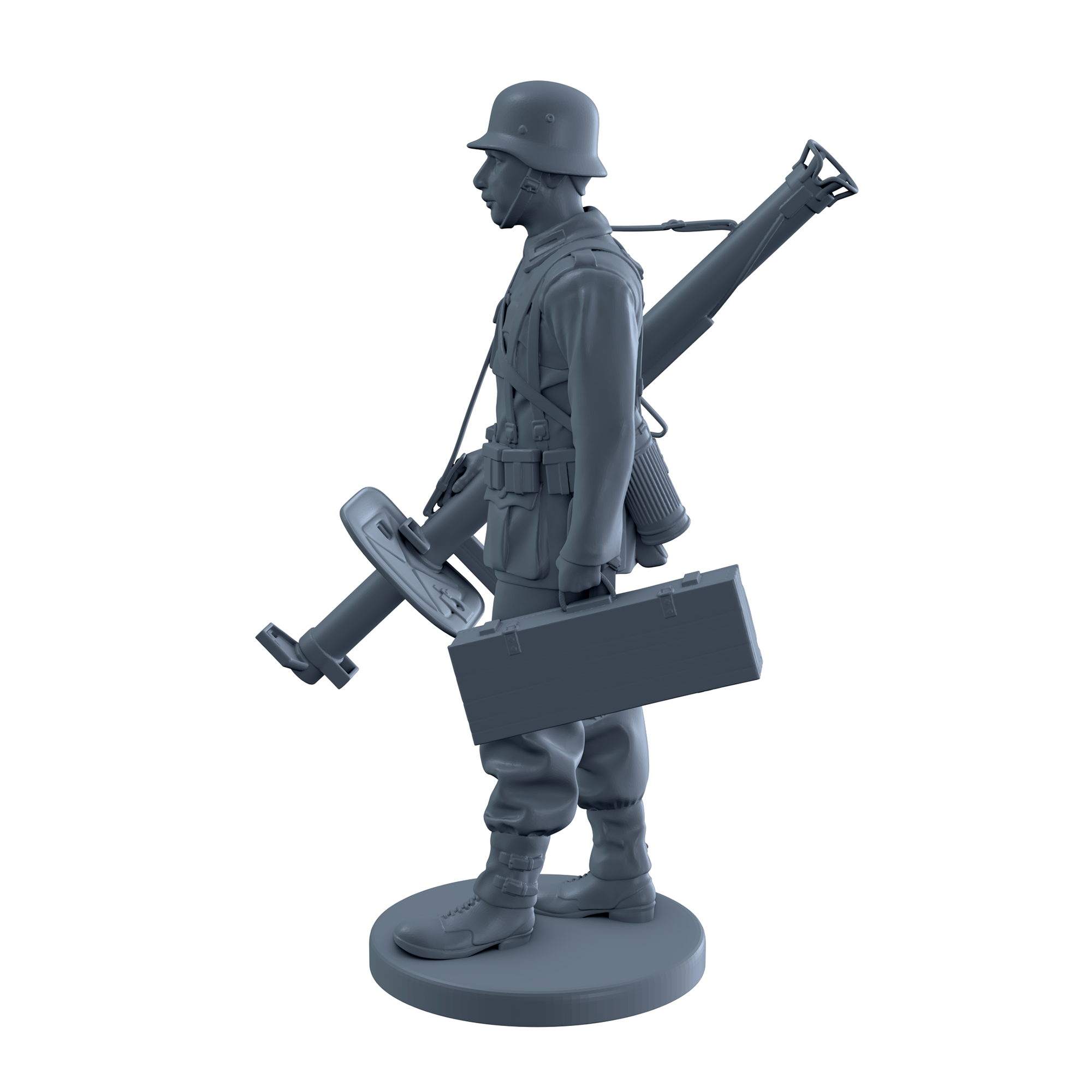 German Soldier with Panzerschreck and Rocket Case